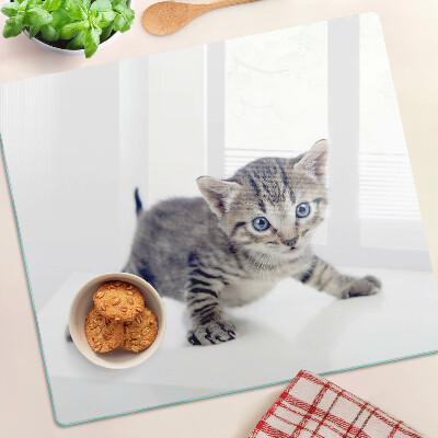 Glazen snijplanken Kitten met blauwe ogen