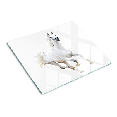 Snijplanken glas Wit paard in beweging