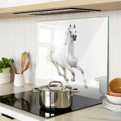 Snijplanken glas Wit paard in beweging
