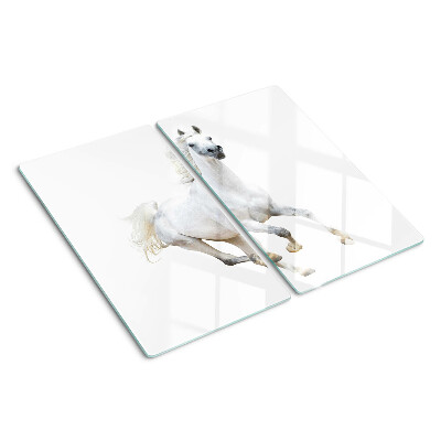 Snijplanken glas Wit paard in beweging