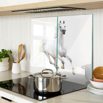 Snijplanken glas Wit paard in beweging
