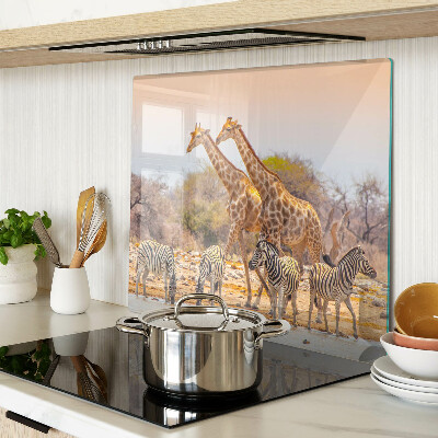 Glazen snijplanken Zebra en giraffe in hun natuurlijke habitat