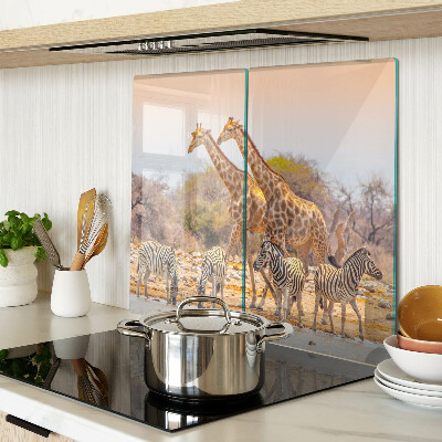 Glazen snijplanken Zebra en giraffe in hun natuurlijke habitat