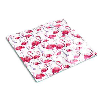 Snijplanken glas Flamingo's op een witte achtergrond