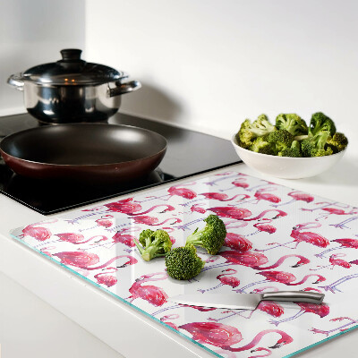 Snijplanken glas Flamingo's op een witte achtergrond