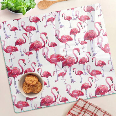 Snijplanken glas Flamingo's op een witte achtergrond