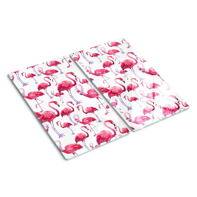Snijplanken glas Flamingo's op een witte achtergrond