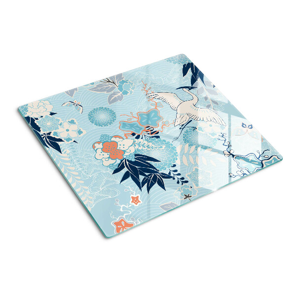 Snijplanken glas Bloemen en vogels in oosterse stijl