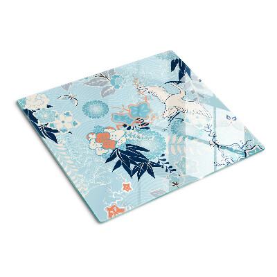 Snijplanken glas Bloemen en vogels in oosterse stijl