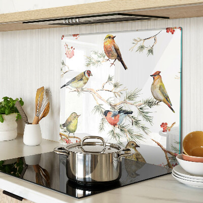 Snijplanken glas Vogels op takken met fruit