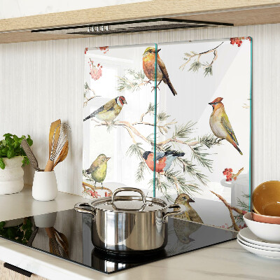 Snijplanken glas Vogels op takken met fruit