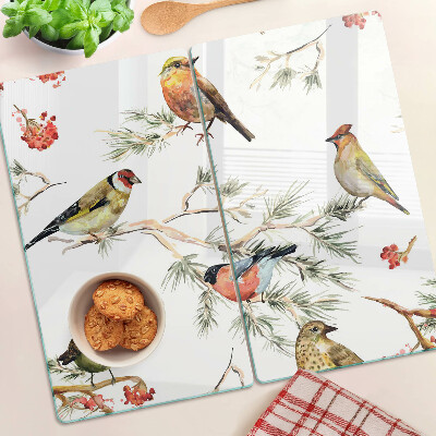 Snijplanken glas Vogels op takken met fruit