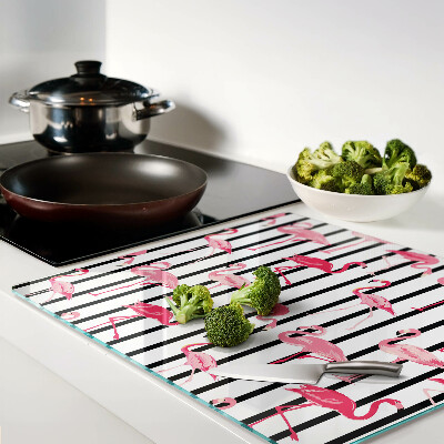 Snijplanken glas Flamingo's op strepen