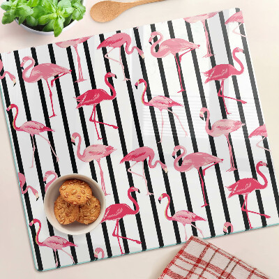 Snijplanken glas Flamingo's op strepen