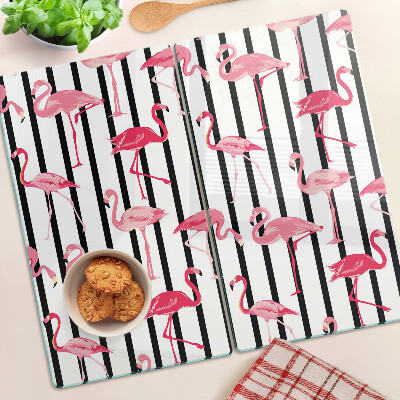 Snijplanken glas Flamingo's op strepen