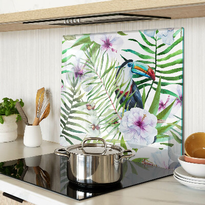 Snijplanken glas Tropisch motief met vogels en planten