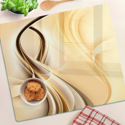 Glazen snijplanken Abstracte golven in beige tinten