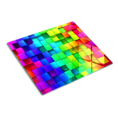 Glazen snijplanken Regenboogvierkanten in een mozaïek
