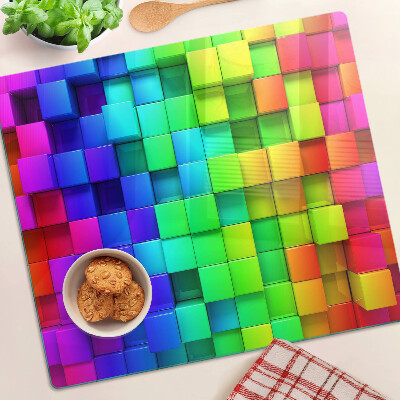 Glazen snijplanken Regenboogvierkanten in een mozaïek