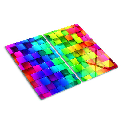 Glazen snijplanken Regenboogvierkanten in een mozaïek