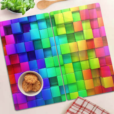 Glazen snijplanken Regenboogvierkanten in een mozaïek