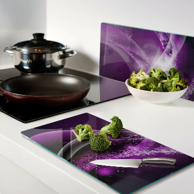 Snijplanken glas Paarse golven met lichteffect
