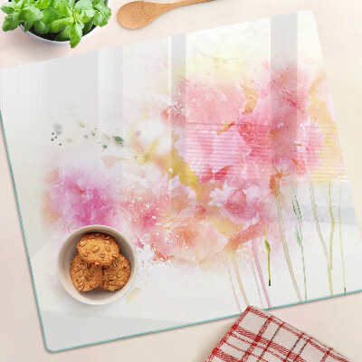 Glazen snijplanken Bloemenwaterverf in pastelkleuren