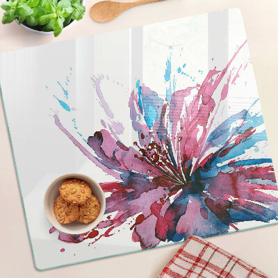 Snijplanken glas Bloemenwaterverf in intense kleuren