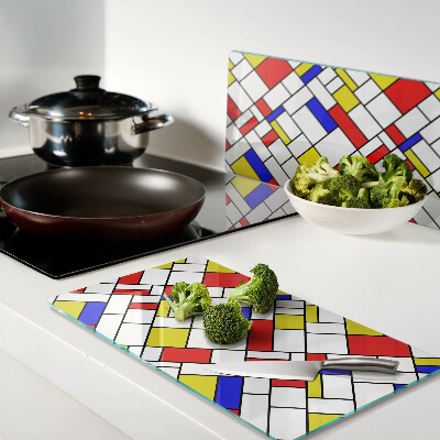Glazen snijplanken Geometrie in de stijl van Mondriaan