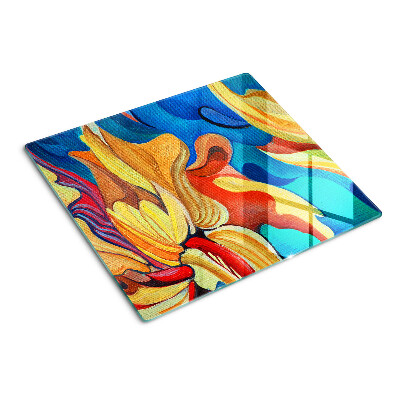 Snijplanken glas Kleurrijke bloemen op een abstracte achtergrond