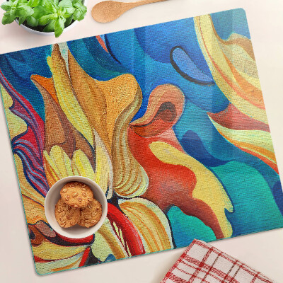 Snijplanken glas Kleurrijke bloemen op een abstracte achtergrond