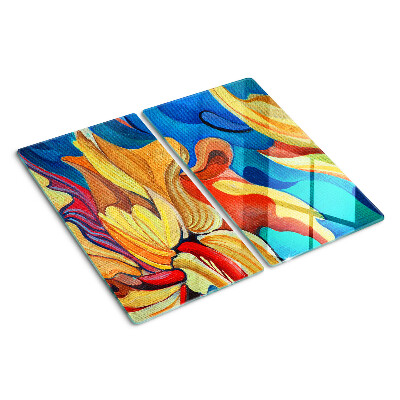 Snijplanken glas Kleurrijke bloemen op een abstracte achtergrond