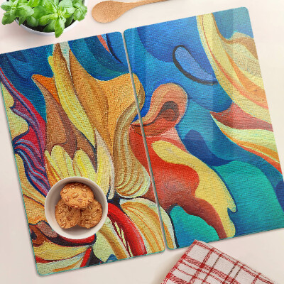 Snijplanken glas Kleurrijke bloemen op een abstracte achtergrond