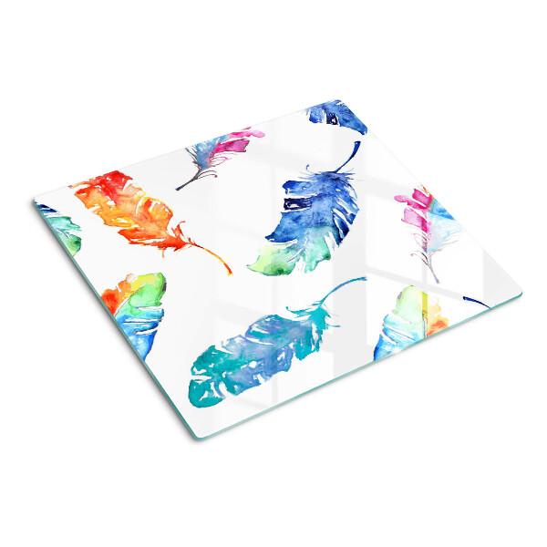 Glazen snijplanken Veren in aquarel