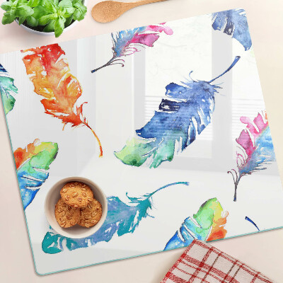Glazen snijplanken Veren in aquarel