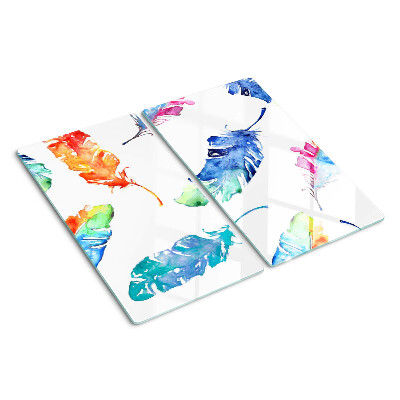 Glazen snijplanken Veren in aquarel