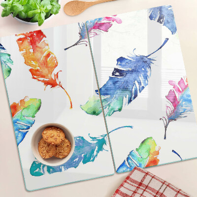 Glazen snijplanken Veren in aquarel