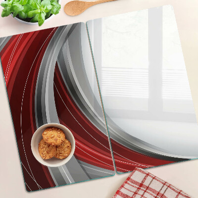 Glazen snijplanken Abstracte golven in rood en grijs