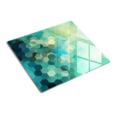 Snijplanken glas Geometrische zeshoeken in tinten blauw