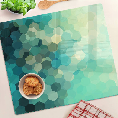 Snijplanken glas Geometrische zeshoeken in tinten blauw