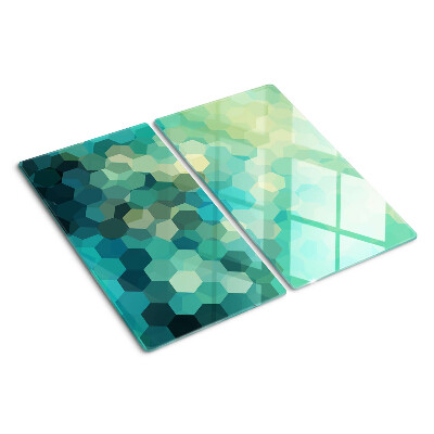 Snijplanken glas Geometrische zeshoeken in tinten blauw