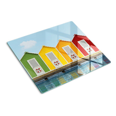 Snijplanken glas Kleurrijke huizen aan zee