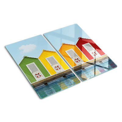 Snijplanken glas Kleurrijke huizen aan zee