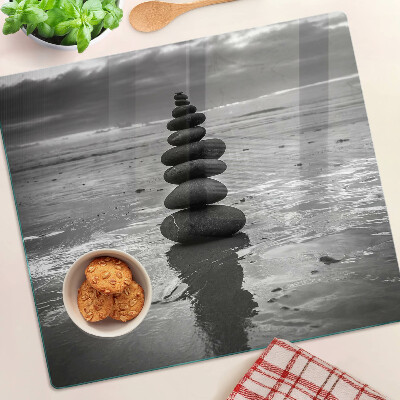 Snijplanken glas Strandstenen in zwart en wit