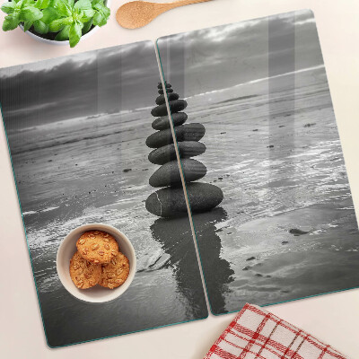 Snijplanken glas Strandstenen in zwart en wit