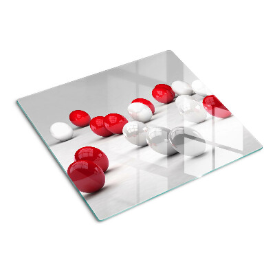 Snijplanken glas Rode en witte ballen