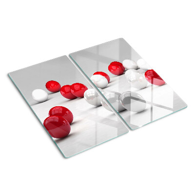 Snijplanken glas Rode en witte ballen