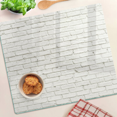 Glazen snijplanken Bakstenen muur in het wit
