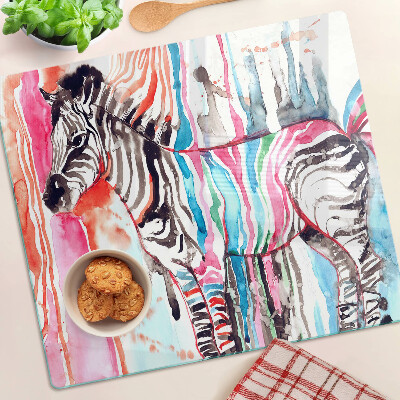 Glazen snijplanken Zebra met kleurrijke strepen