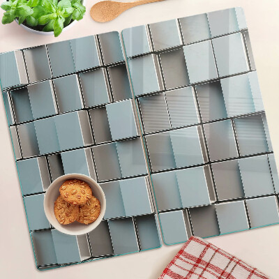 Snijplanken glas Geometrische tegels in blauwtinten